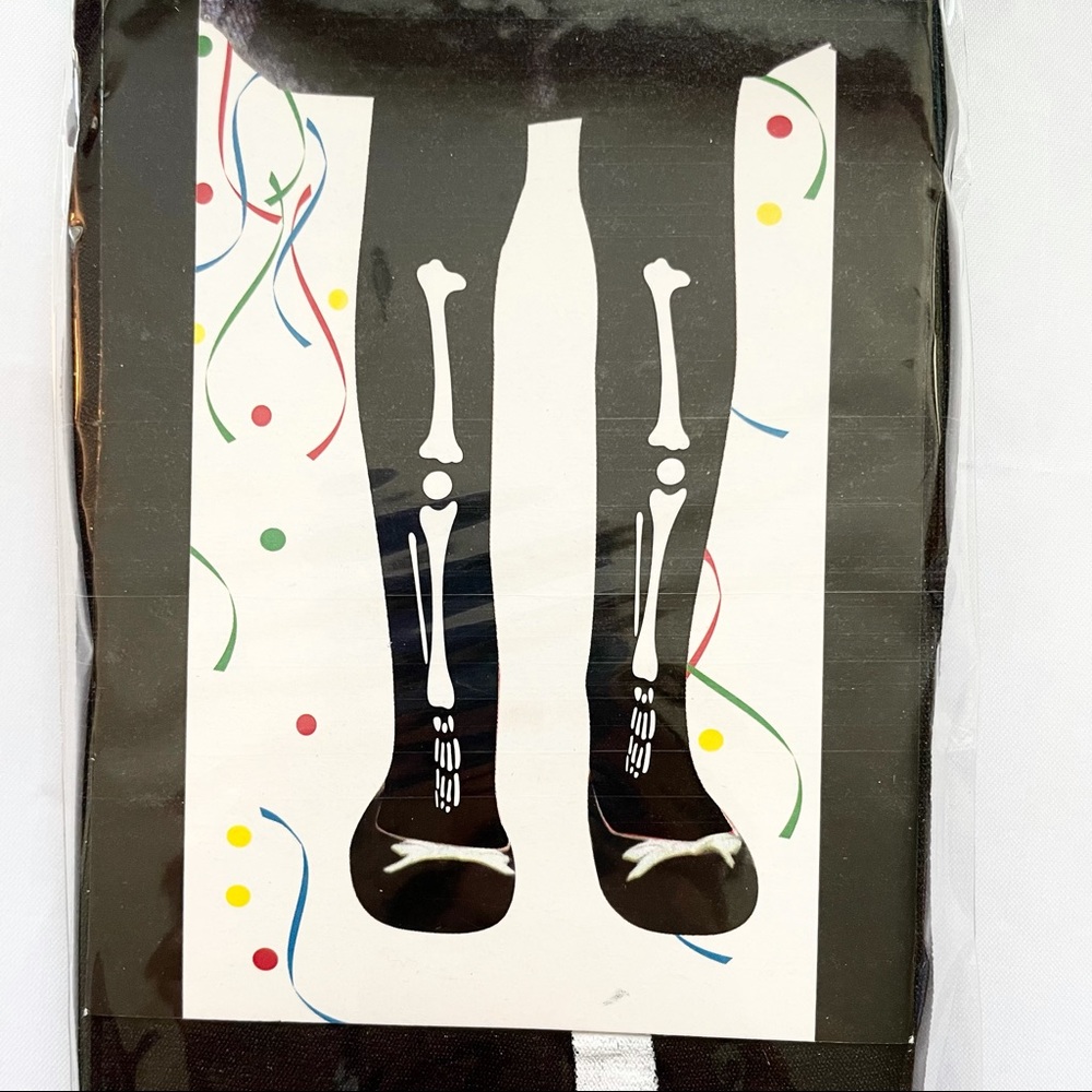 Girls skeleton bones Halloween black tights Age 3+